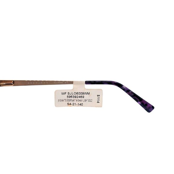 Sean John Eyeglasses Frames SJLO6009 Matte Eggplant Shiny Light Gold 54-21-140 - Picture 5 of 5